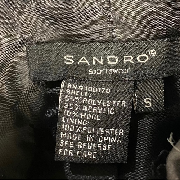 Sandro Blazer Jacket Tweed Textured Wool blend Blue Black Women’s Size S - Picture 3 of 9